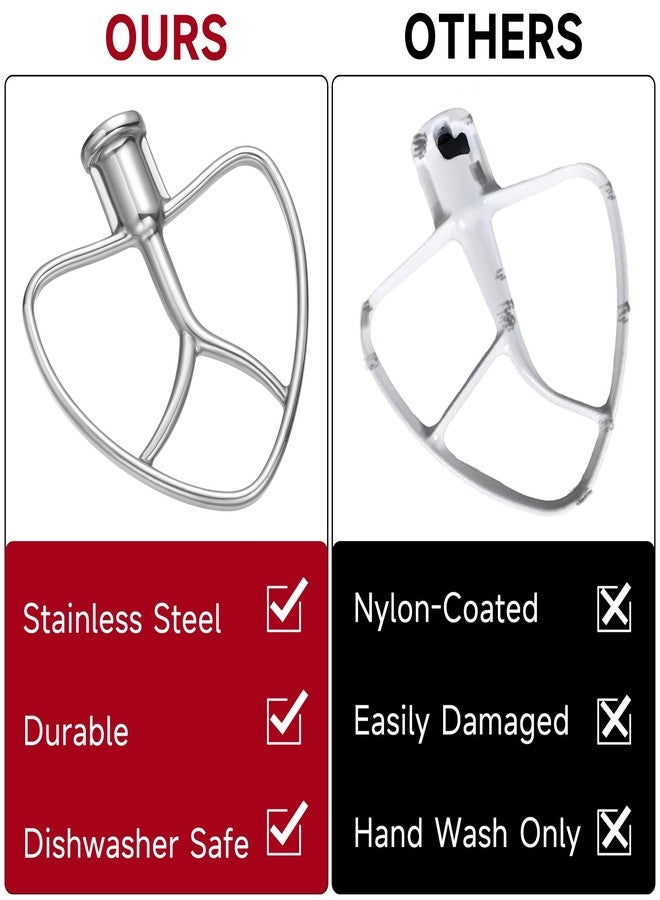 FLIXBLANY Stainless Steel Flat Beater Replacement for Kitchen-aid 4.5-5 Qt Tilt-Head Stand Mixer, Mixer Paddle Attachment for Kitchen Baking, Pastry, Mixing Pasta Accessory, Dishwasher Safe - Image 5